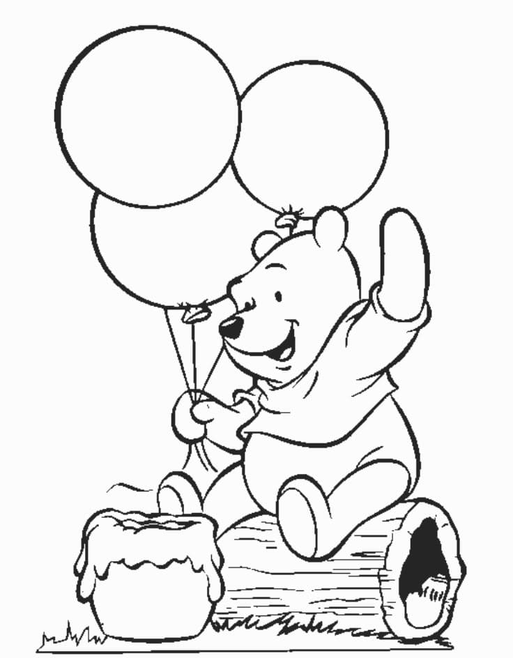 Compleanno di Winnie the Pooh da colorare