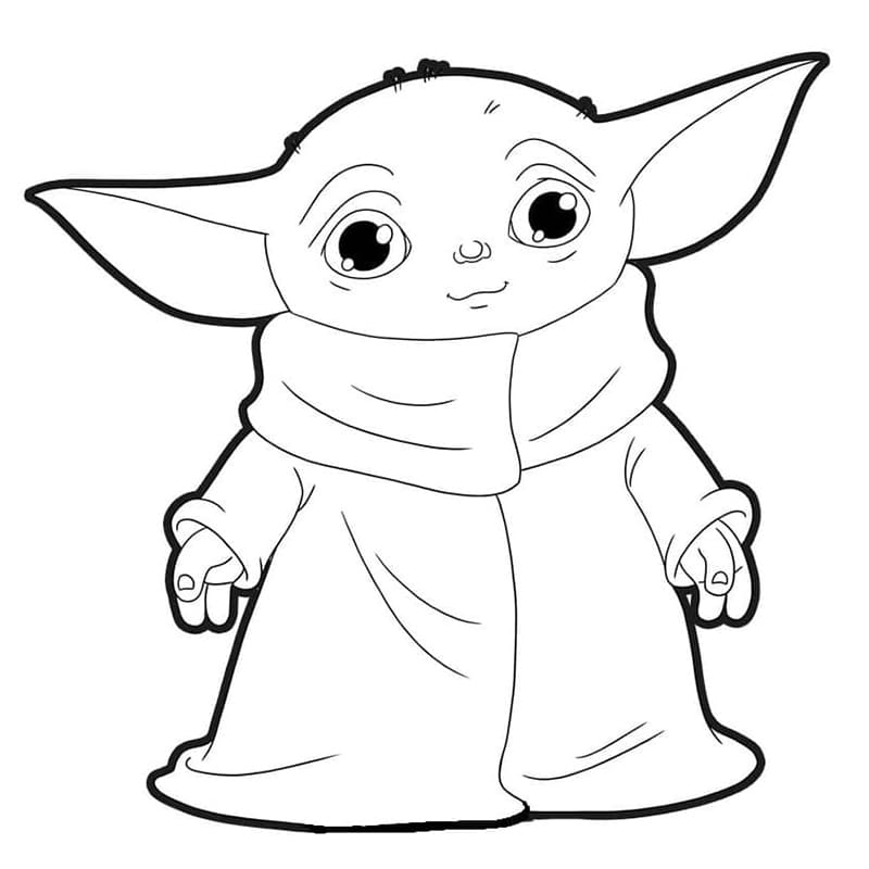 Incantevole Baby Yoda da colorare