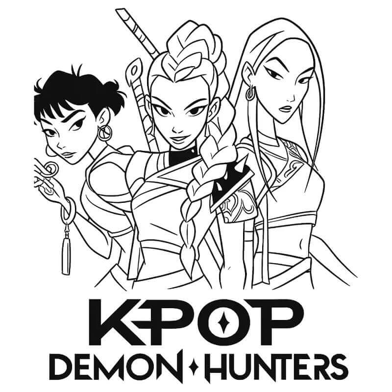 KPop Demon Hunters in Versione Animata da colorare