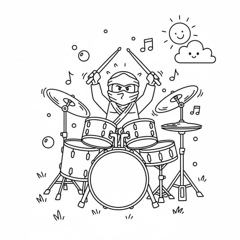 Ninjago Suona la Batteria da colorare