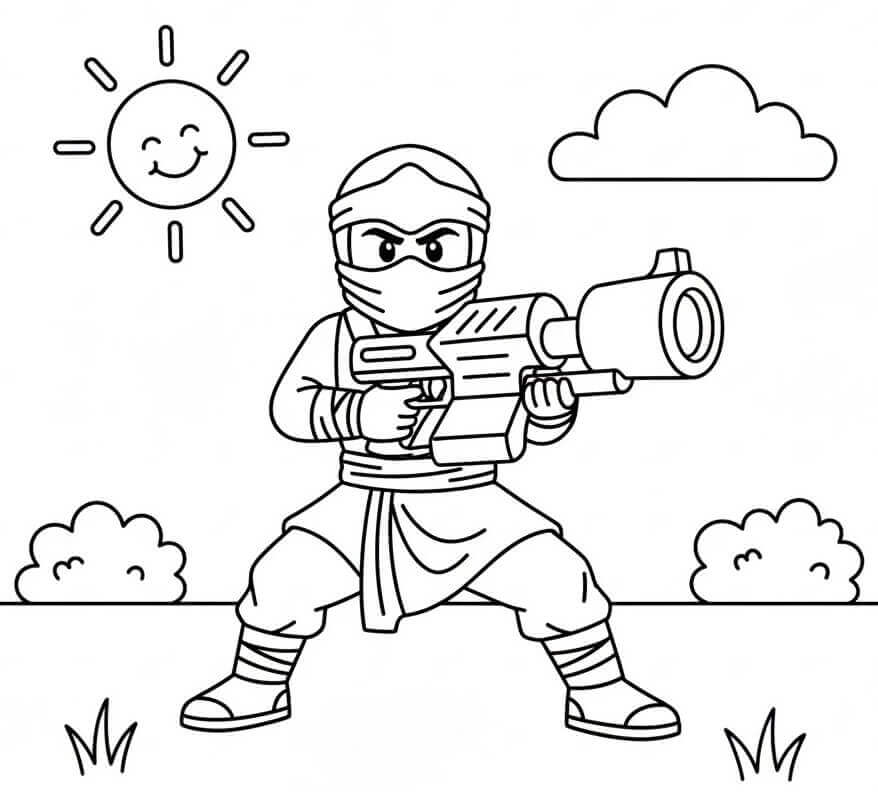 Ninjago con Pistola da colorare