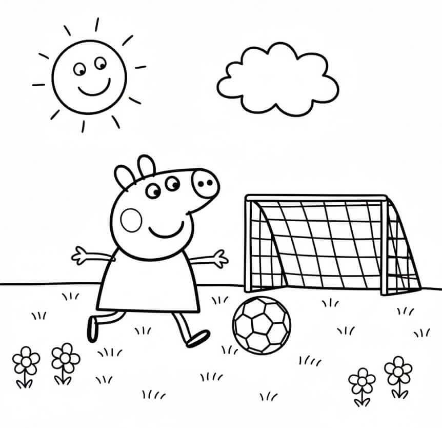 Peppa Pig Gioca a Calcio da colorare