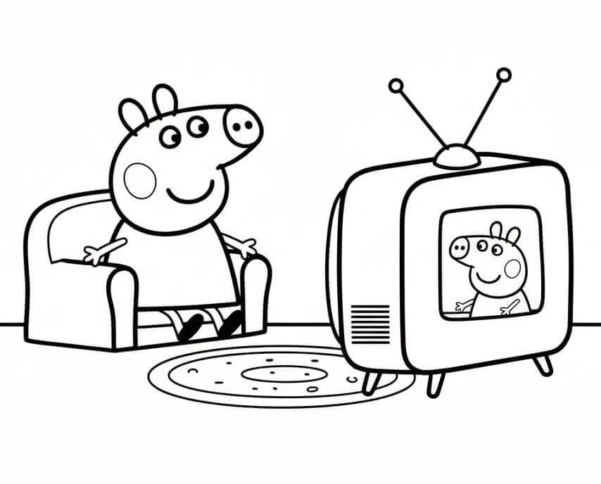 Peppa Pig Guarda la TV da colorare