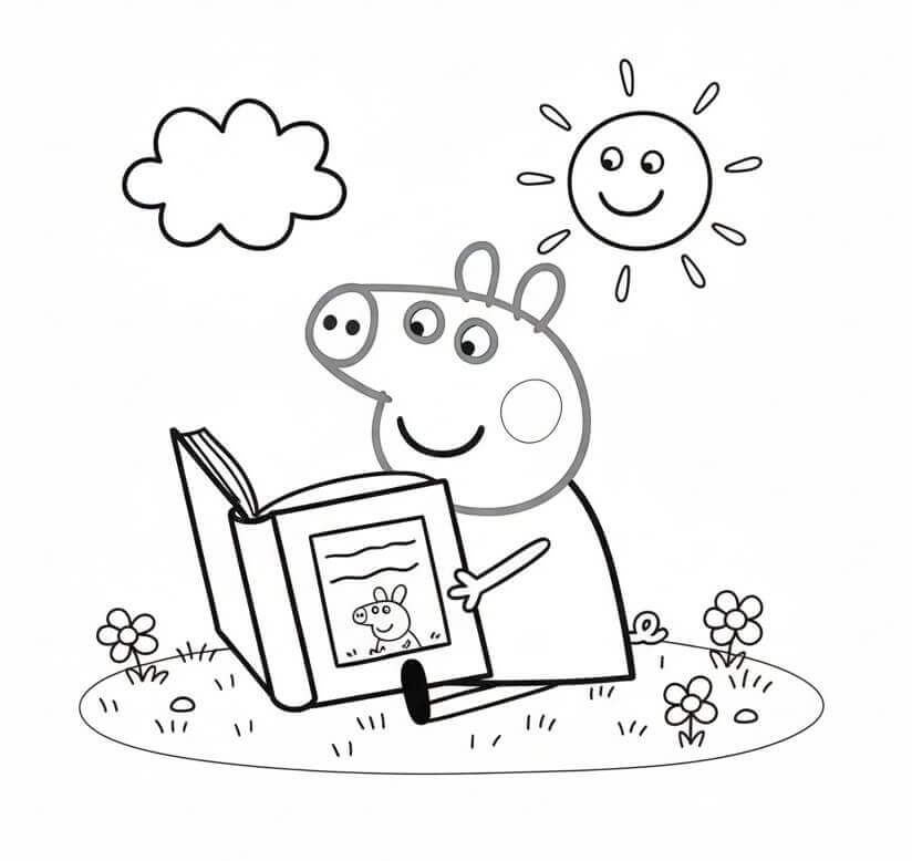 Peppa Pig Legge un Libro da colorare