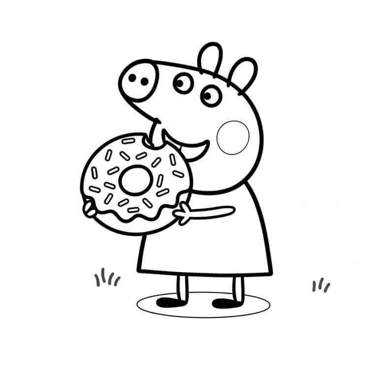 Peppa Pig Mangia Ciambella da colorare