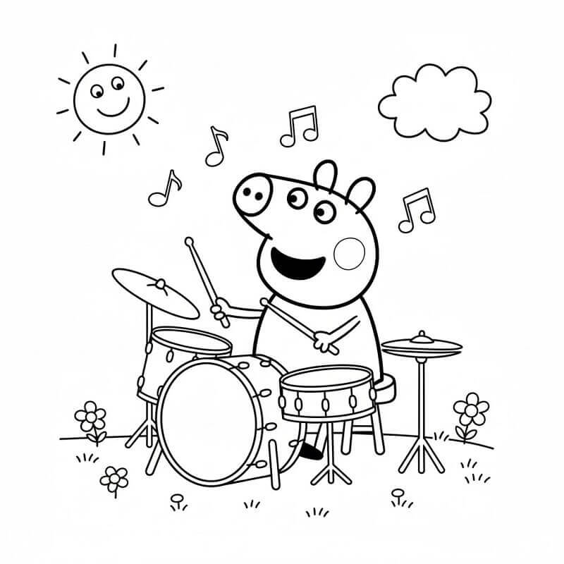 Peppa Pig Suona la Batteria da colorare