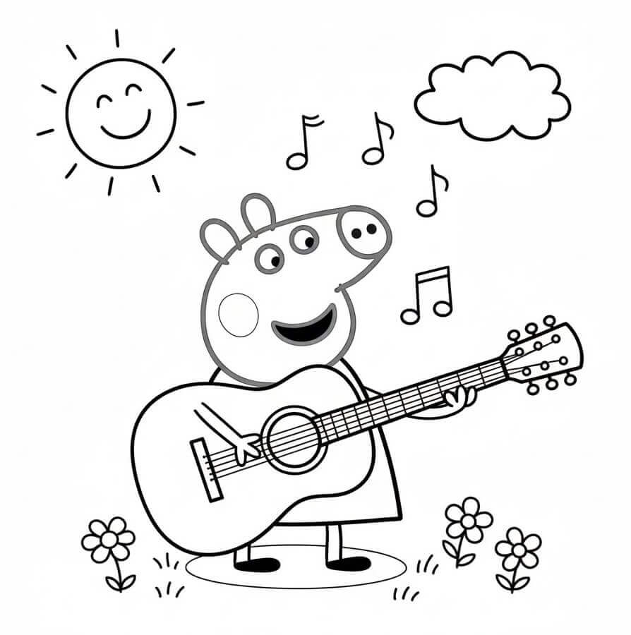 Peppa Pig Suona la Chitarra da colorare
