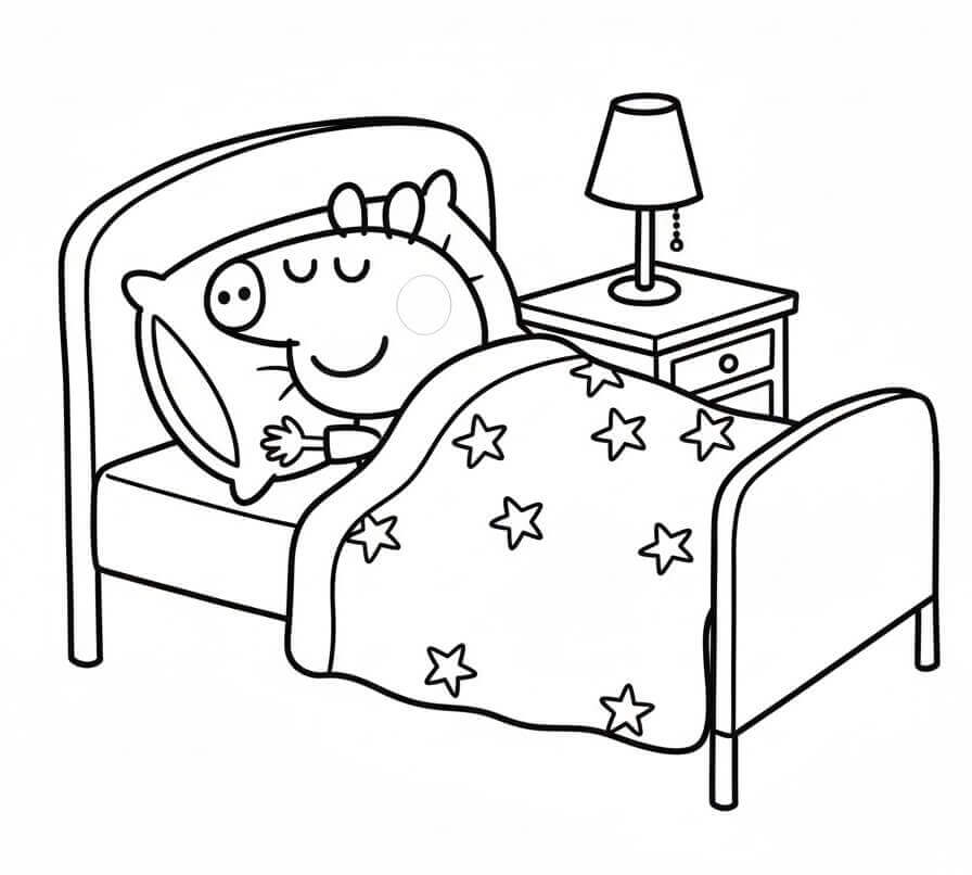 Peppa Pig che Dorme da colorare