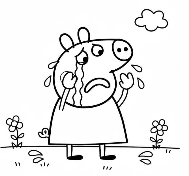 Peppa Pig che Piange da colorare