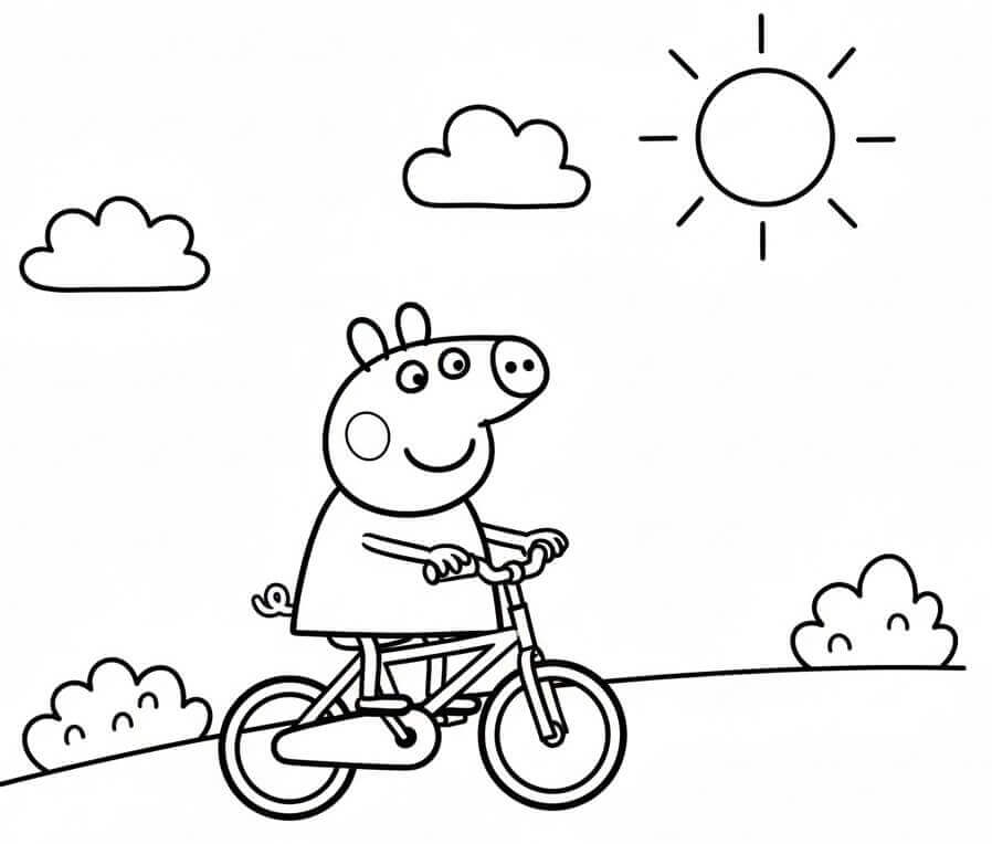 Peppa Pig in Bicicletta da colorare