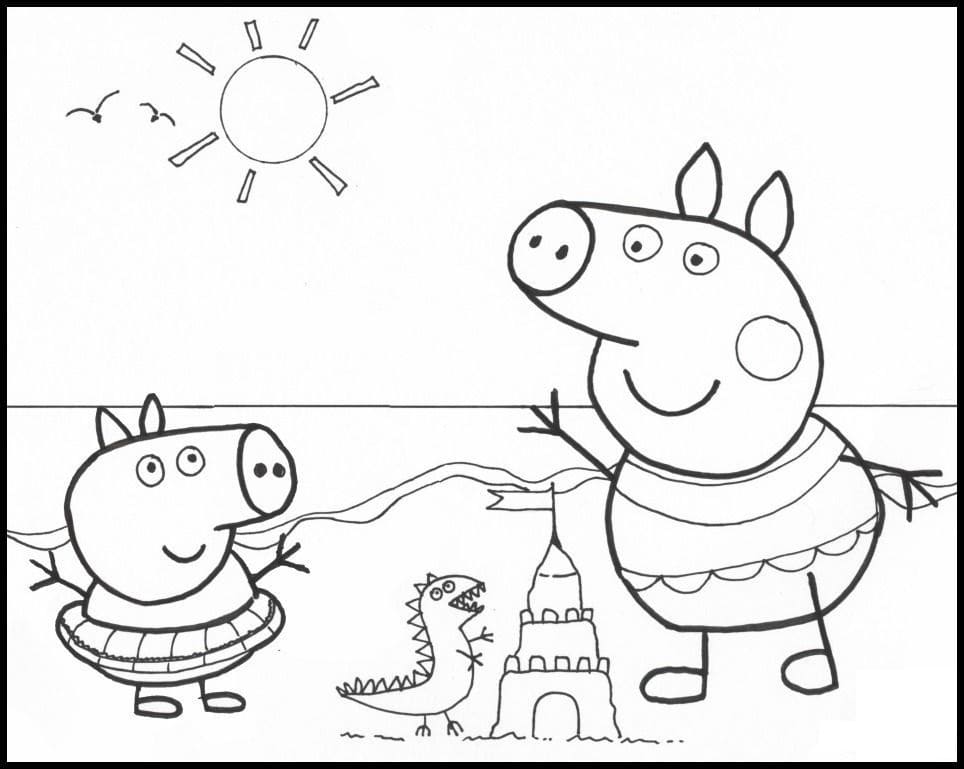 Peppa Pig in Spiaggia da colorare