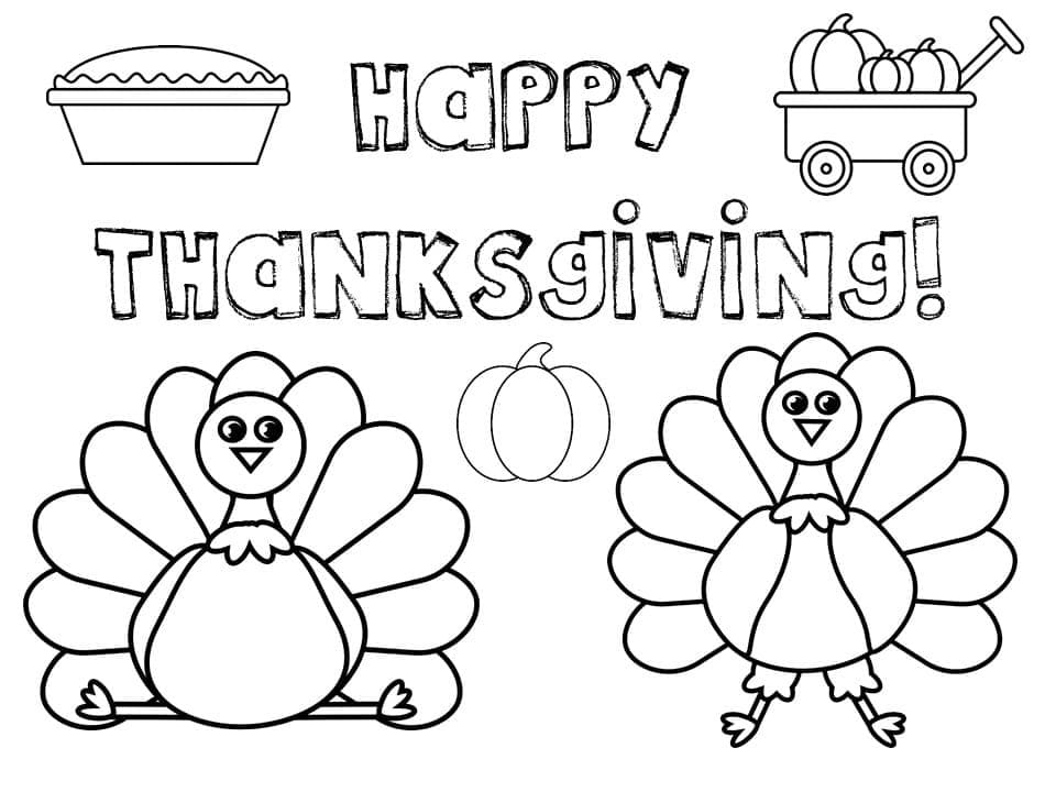 Tacchini del Ringraziamento da colorare