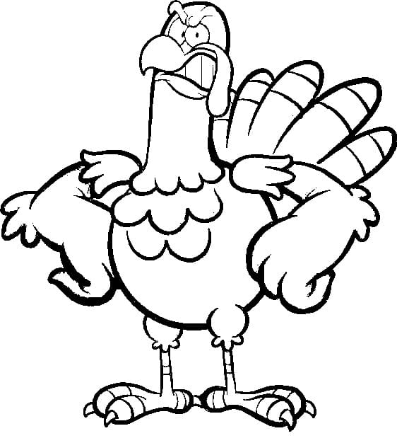 Tacchino Arrabbiato Cartoon da colorare