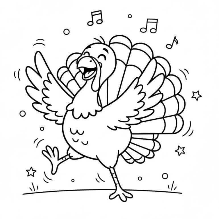 Tacchino che Balla da colorare