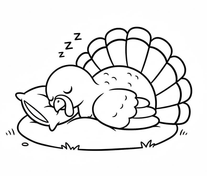 Tacchino che Dorme da colorare