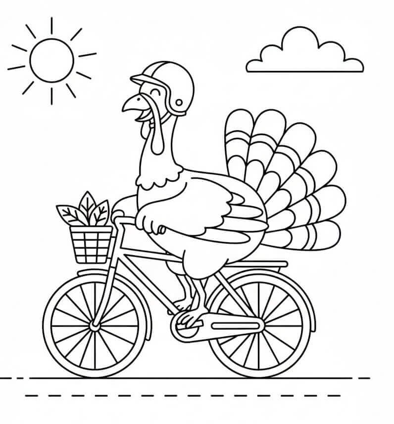 Tacchino in Bici da colorare