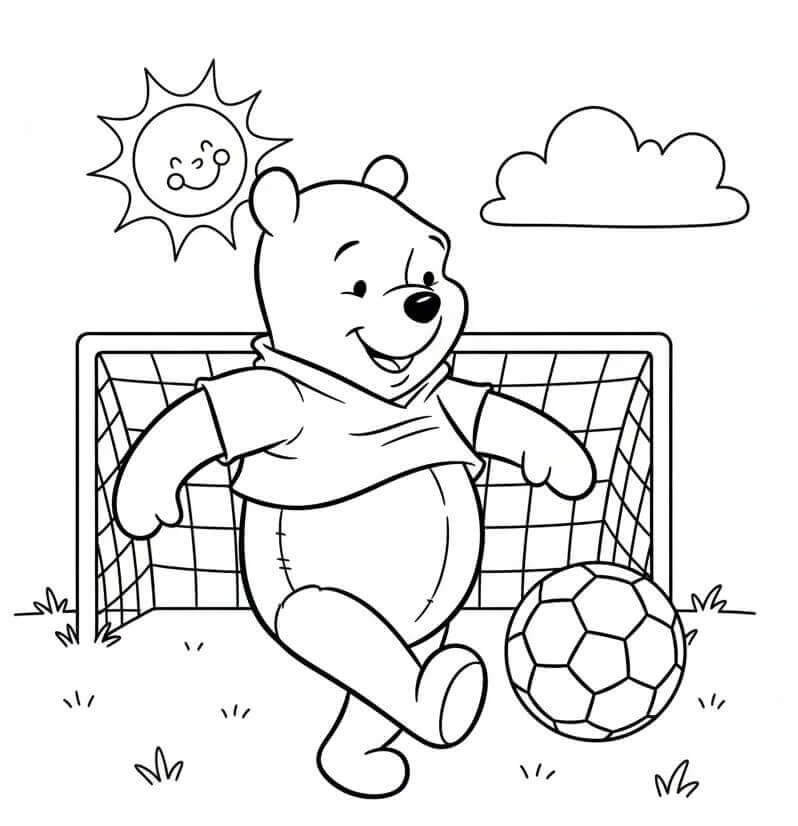 Winnie The Pooh Gioca a Calcio da colorare