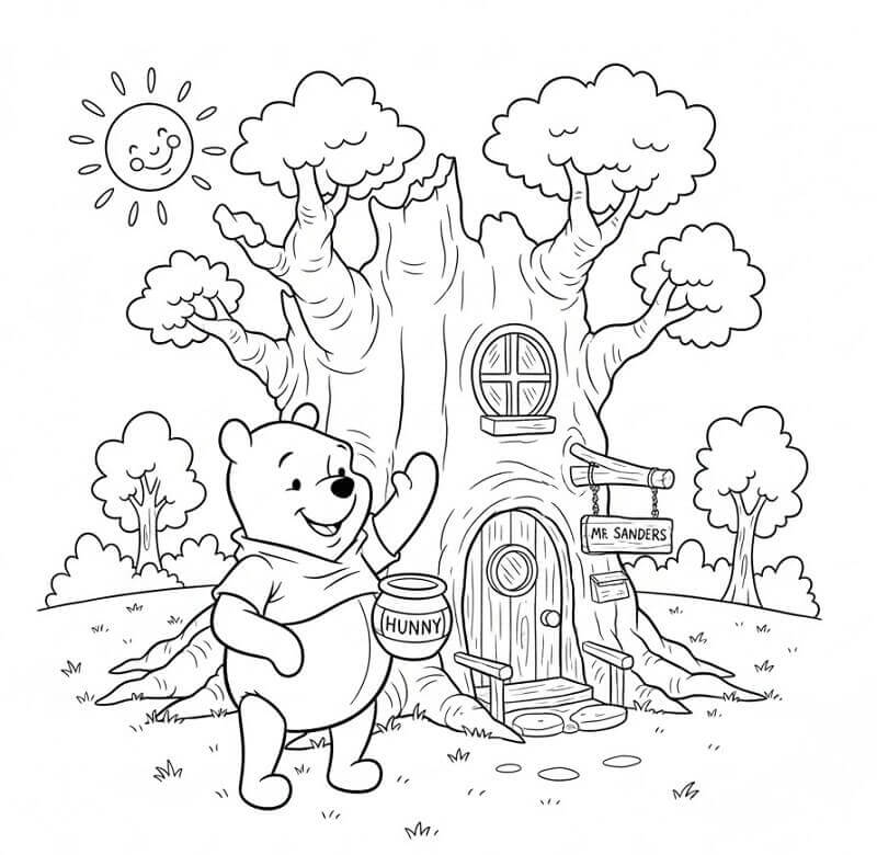 Winnie The Pooh e la Sua Casa da colorare