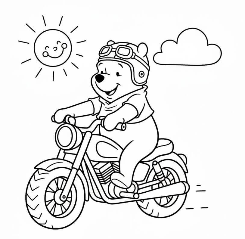 Winnie The Pooh in Moto da colorare