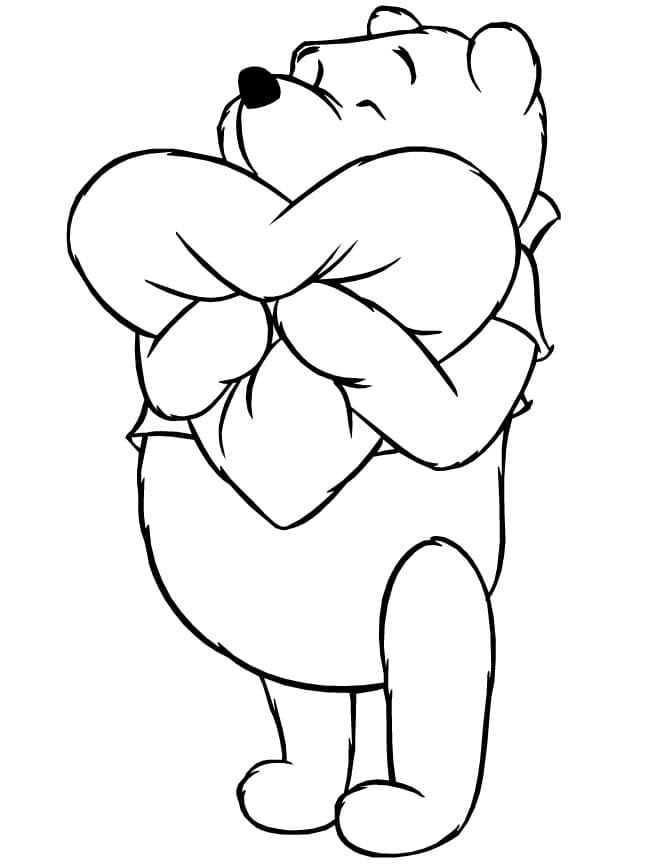 Winnie the Pooh con Cuoricino da colorare