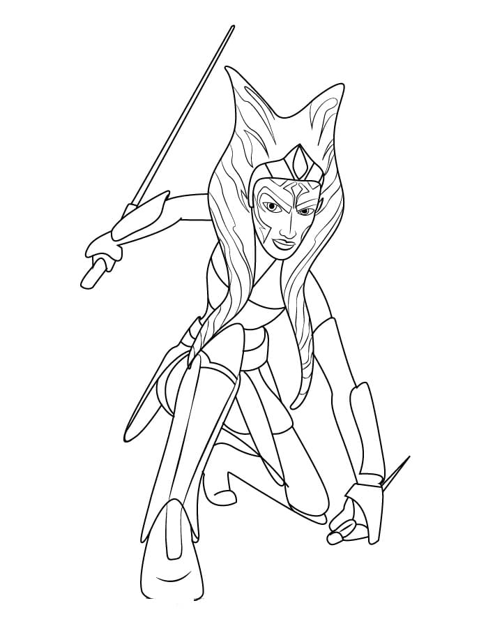Ahsoka Tano di Guerre Stellari da colorare