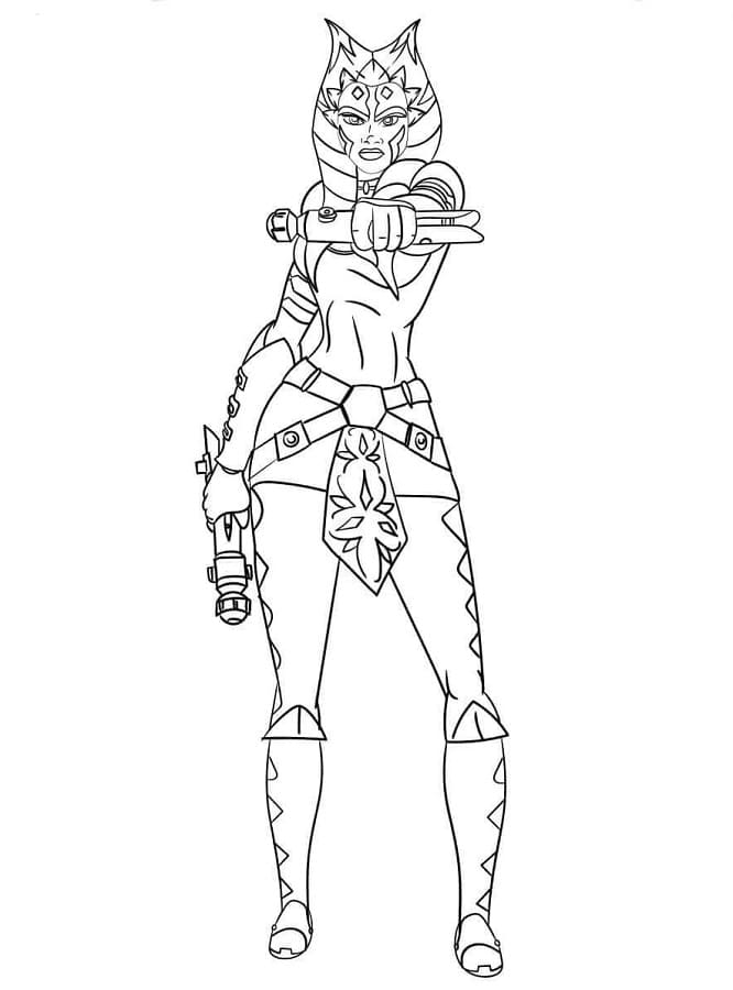 Ahsoka Tano versione Guerre Stellari da colorare