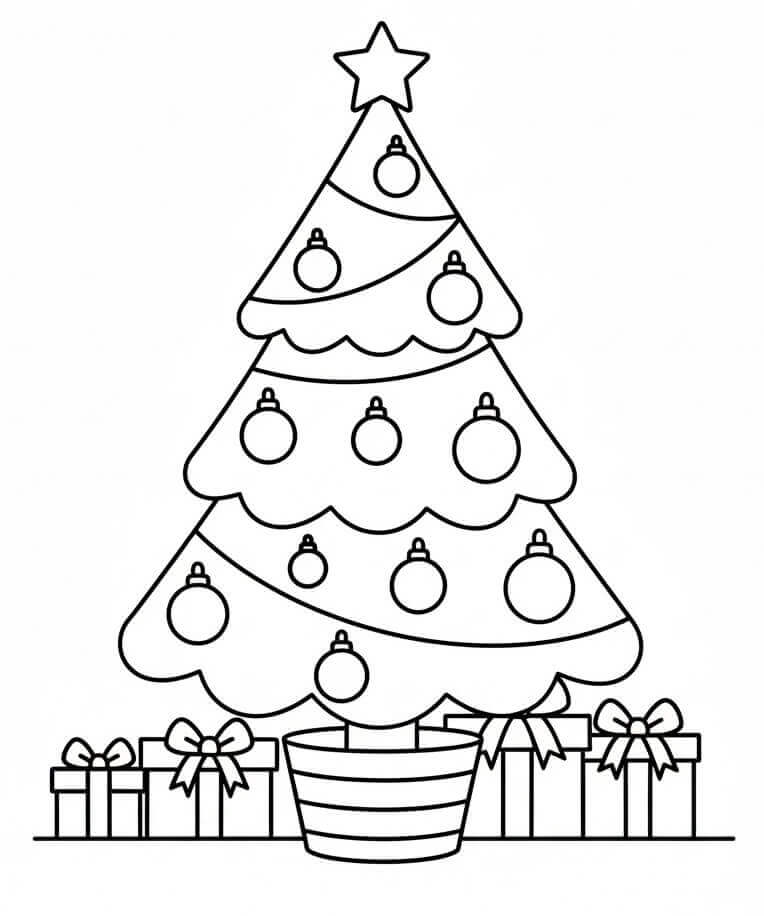 Albero di Natale Grazioso da colorare