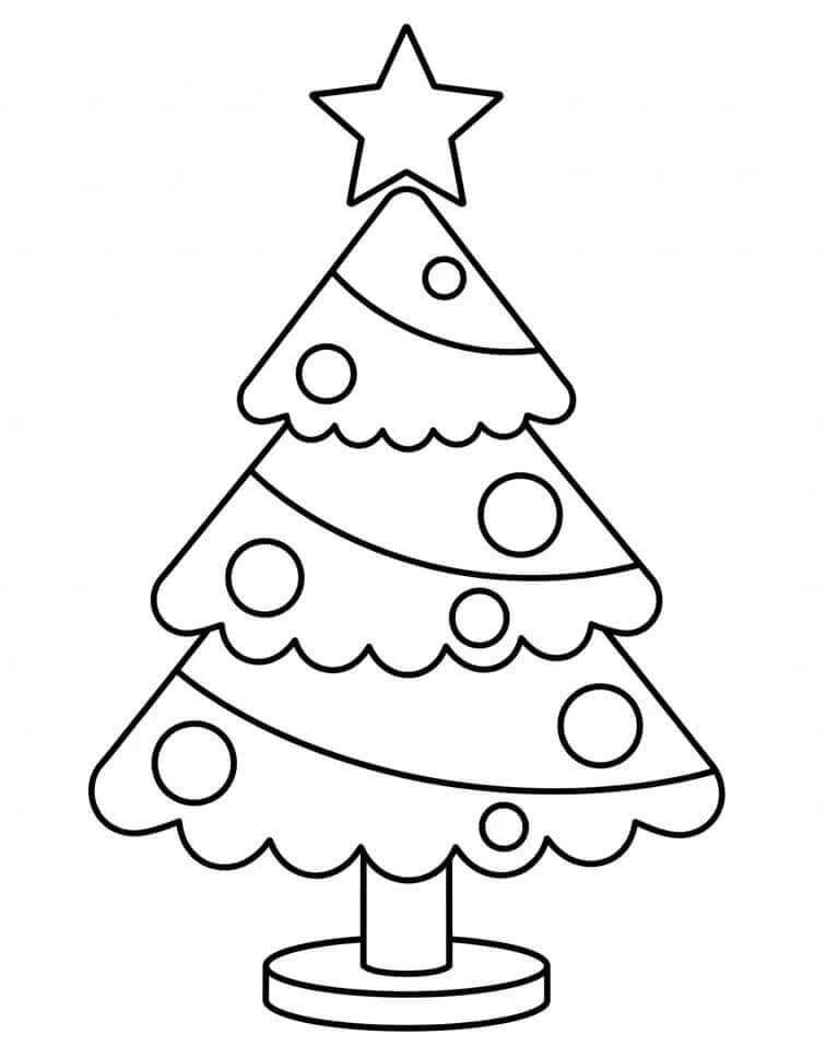 Albero di Natale Molto Semplice da colorare