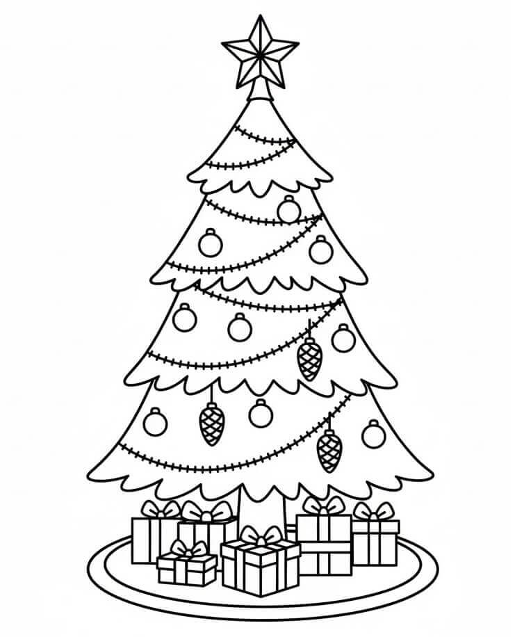Albero di Natale Splendido da colorare