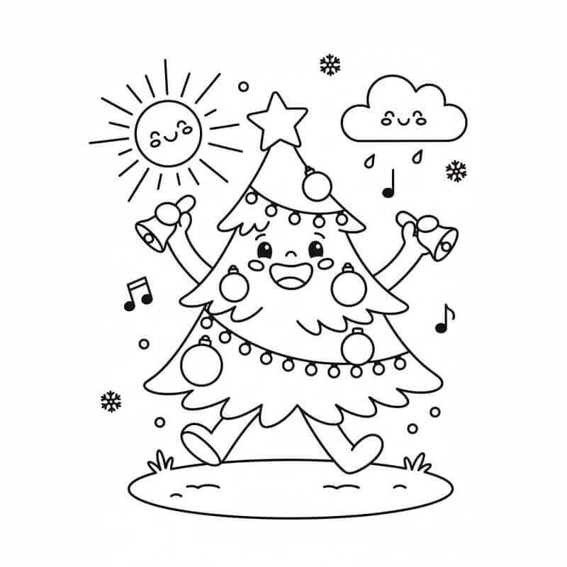 Albero di Natale che Balla da colorare