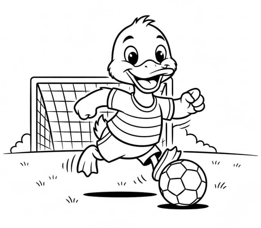 Anatra Gioca a Calcio da colorare