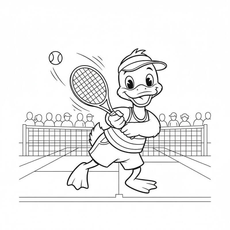 Anatra Gioca a Tennis da colorare