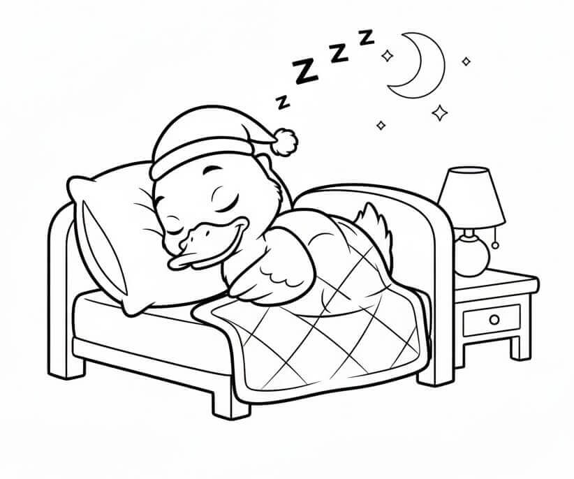 Anatra che Dorme da colorare