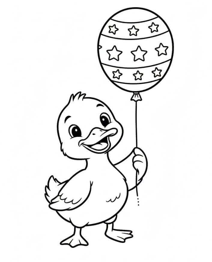 Anatra con Palloncino da colorare