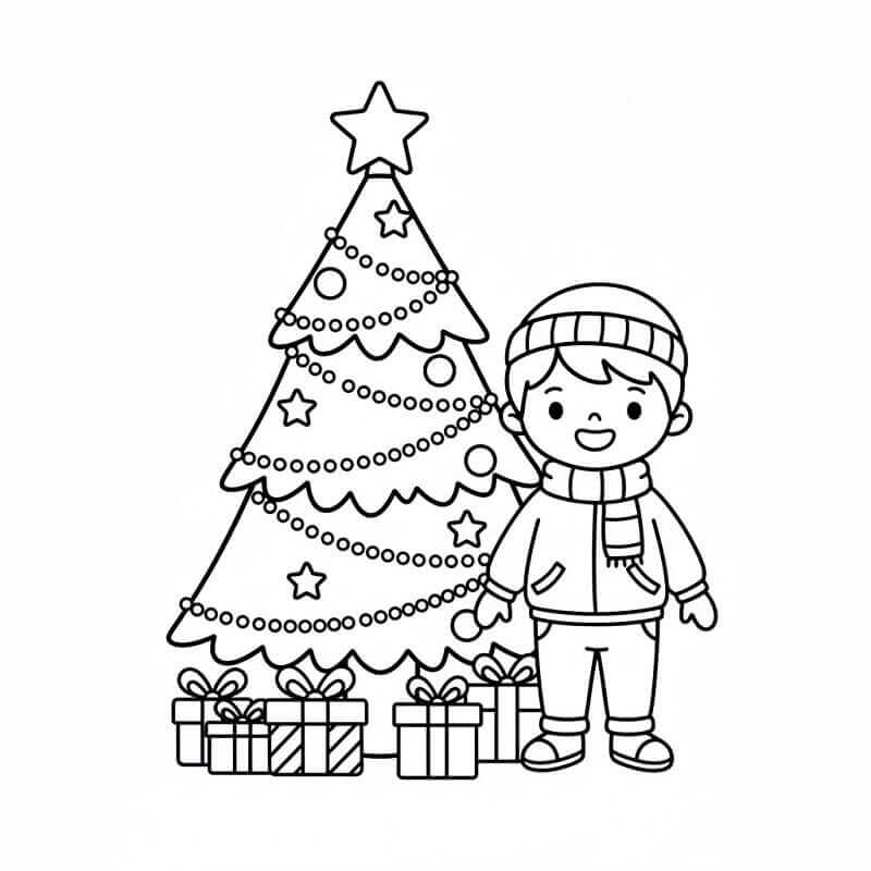 Bimbo e Albero di Natale da colorare