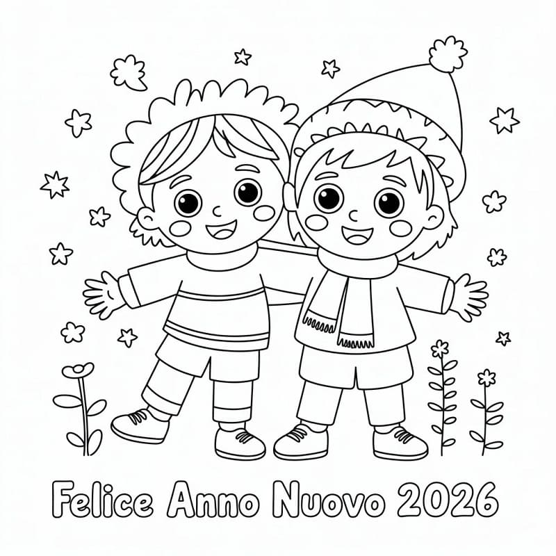 Felice Anno Nuovo 2026 da colorare