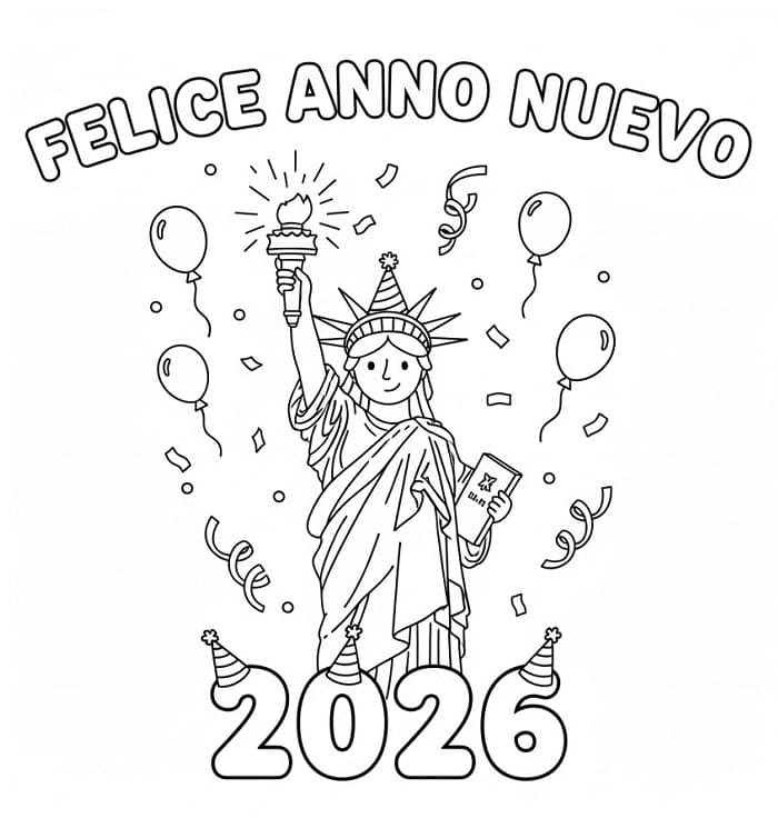 Buon Anno 2026 Immagine Stampabile da colorare
