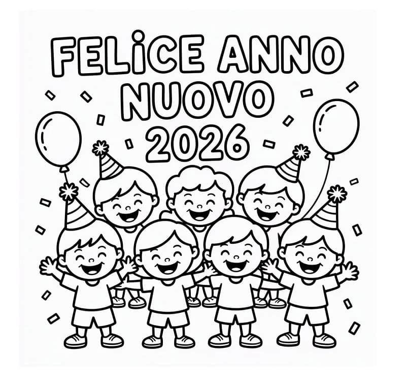 Buon Anno 2026 Stampabile da colorare