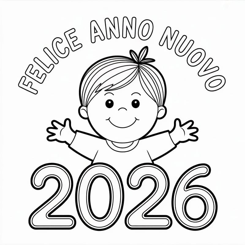 Buon Anno 2026 da Colorare da colorare
