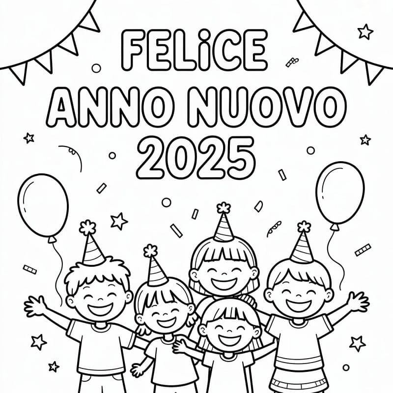 Buon Anno 2026 per Bimbi di 1 Anno da colorare