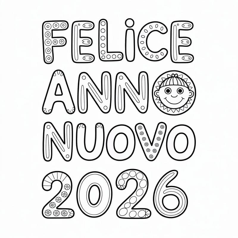 Buon Anno 2026 per Bimbi da colorare