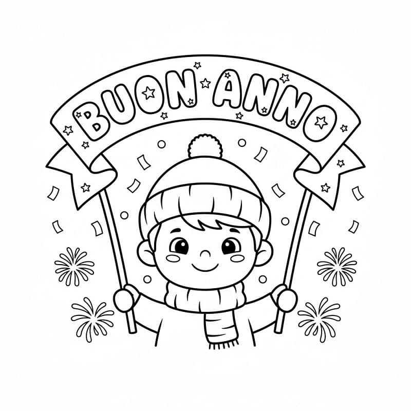 Buon Anno Festivo da colorare