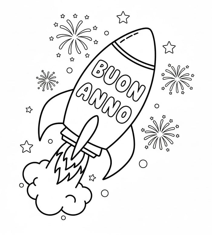 Buon Anno Gratis per Bambini da colorare