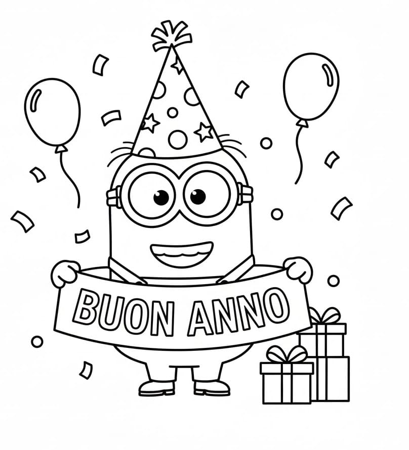 Buon Anno Gratuito per Bambini da colorare