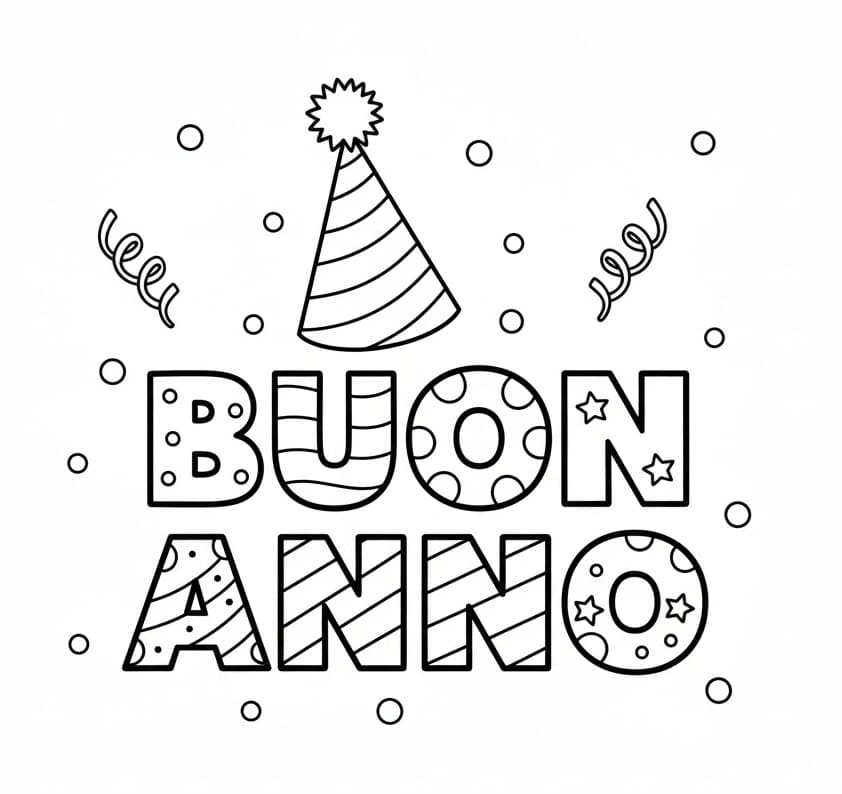 Buon Anno Semplice da colorare