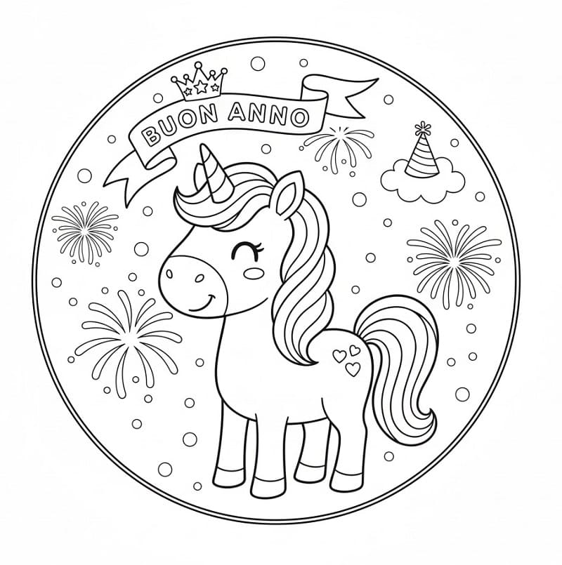 Buon Anno Stampabile Gratuito da colorare