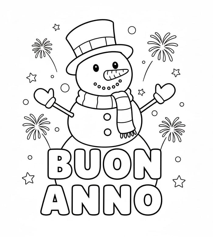 Buon Anno Stampabile per Bambini da colorare