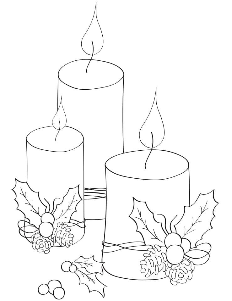 Candele Natalizie Stampabili Gratis da colorare