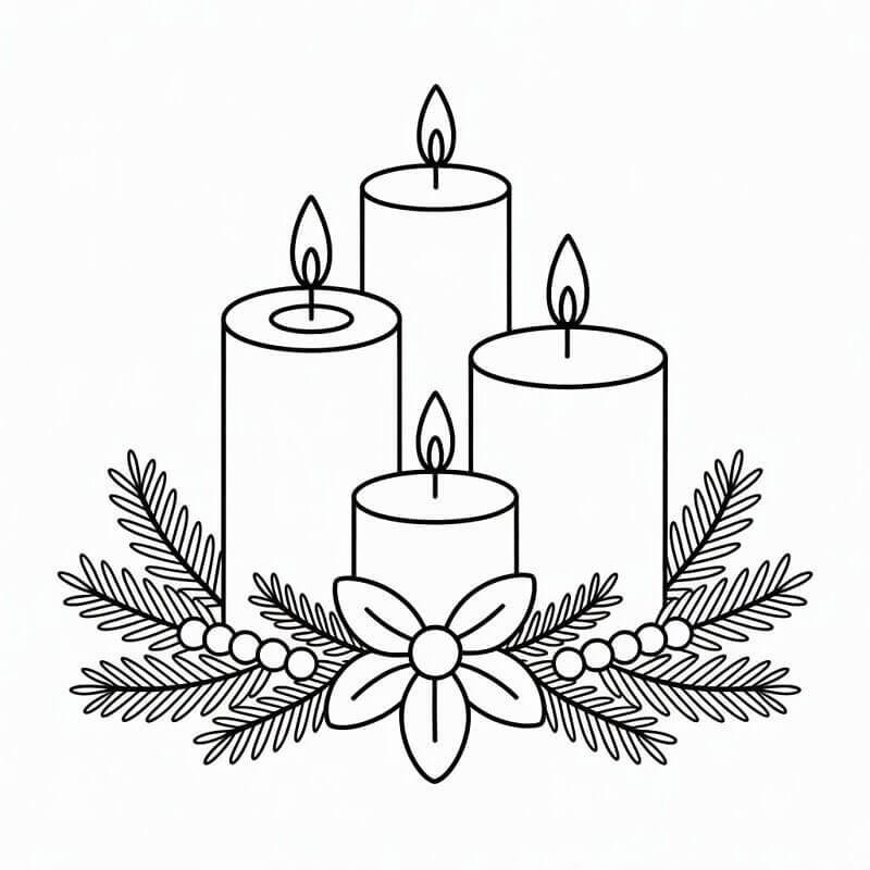 Candele di Natale Meravigliose da colorare