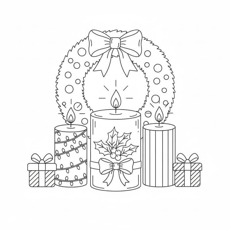 Candele di Natale da colorare